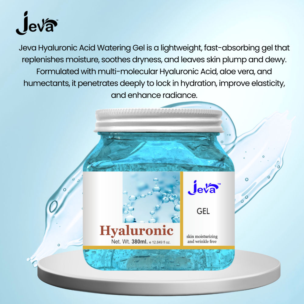 Jeva Hyaluronic Acid Face Moisturizer Hydrating Water Gel for All Skin Types, Deep Moisture Care