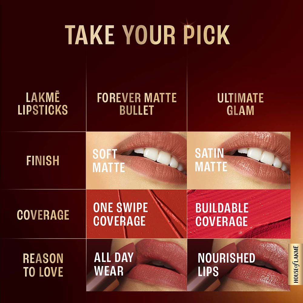 Lakme Ultimate Glam Satin Matte Lipstick