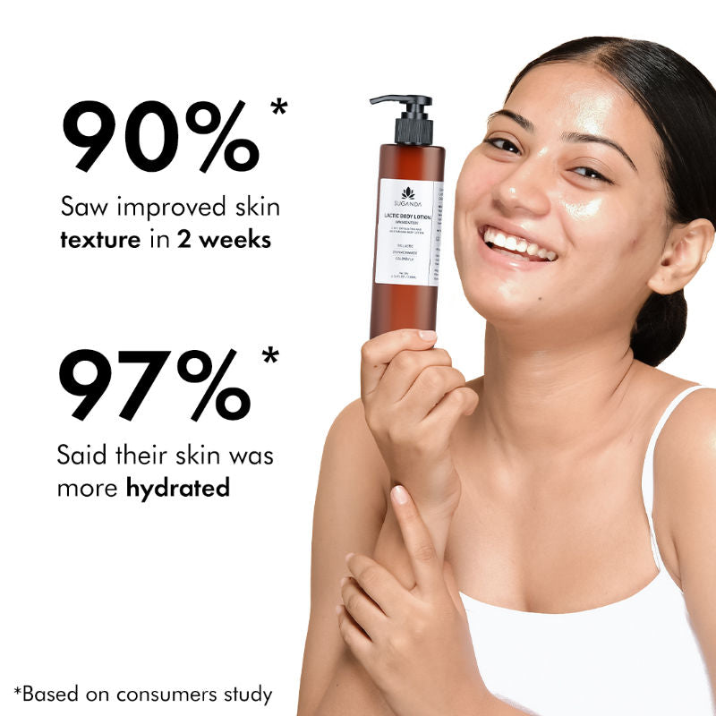 Suganda Lactic Body Lotion with 5% LA,Improves Skin Texture + Reduce Strawberry Legs (Unscented)