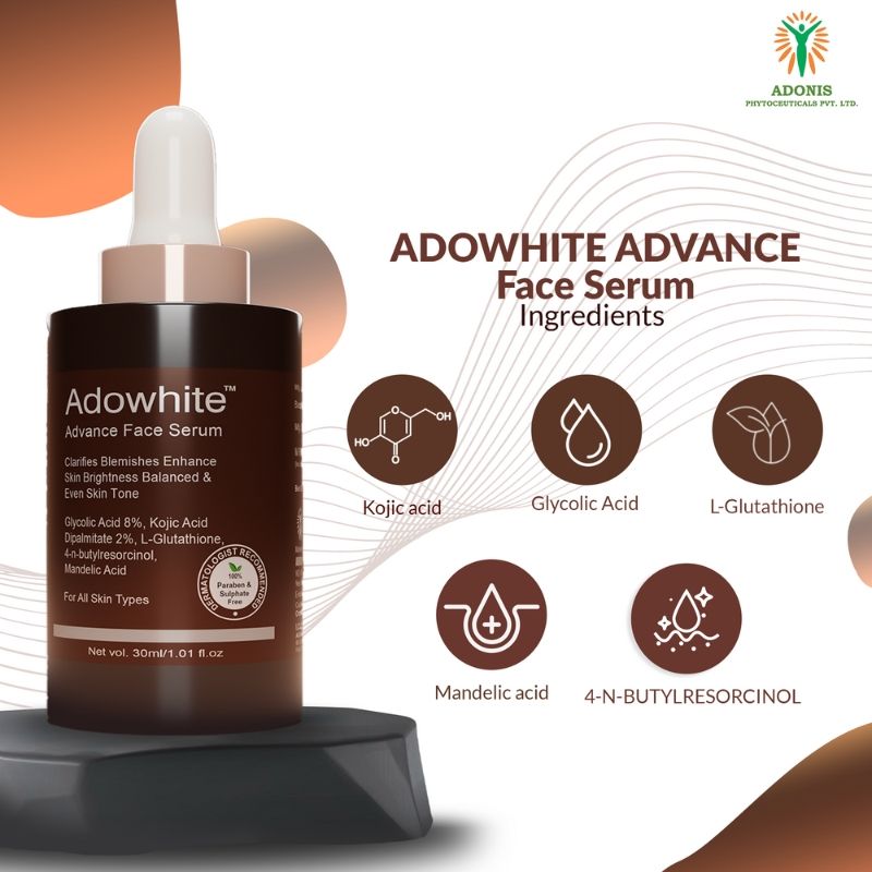 Adonis Unisex Adowhite Advance Face Serum With Kojic Acid & Glutathione For Pigmentation-Brightening