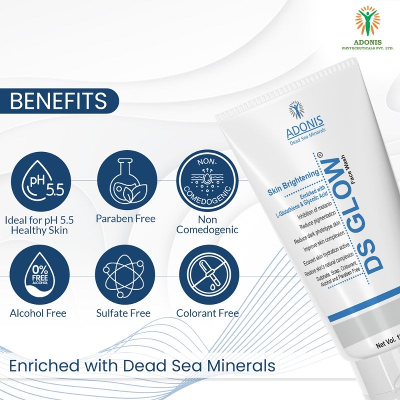 Adonis Unisex Ds Glow Face Wash Cleanser With Glutathione & Glycolic Acid For Brightening & Radiance