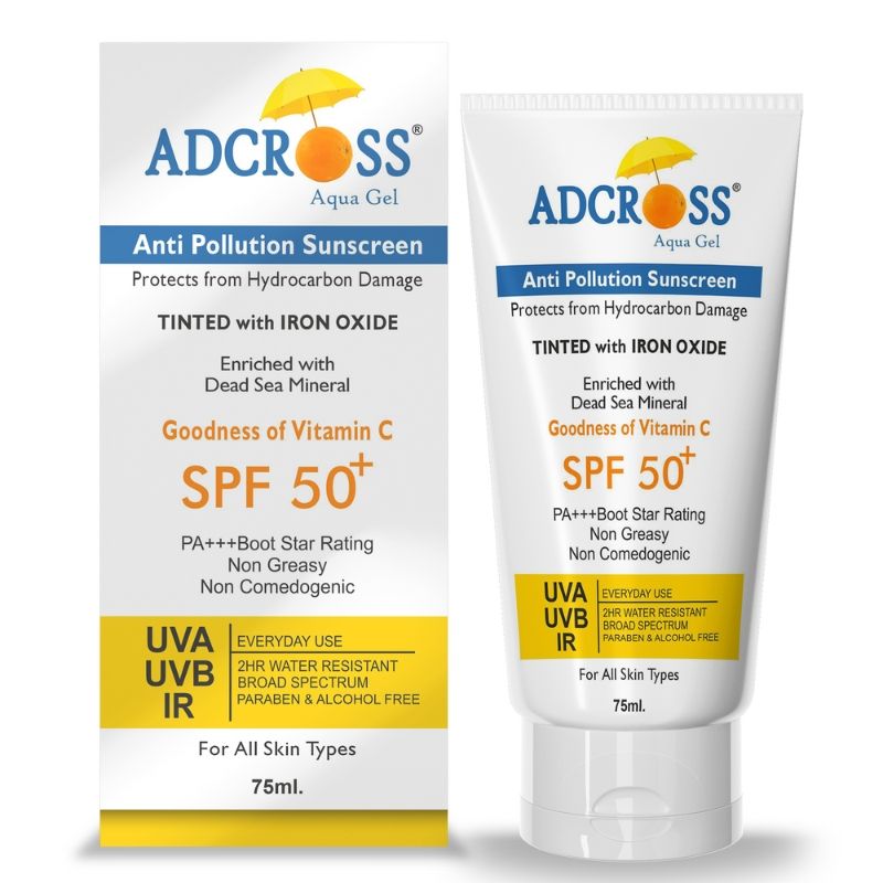 Adonis Unisex Adcross Aqua Gel Sunscreen With SPF 50+ & Iron Oxide For UV Protection, Anti Pollution