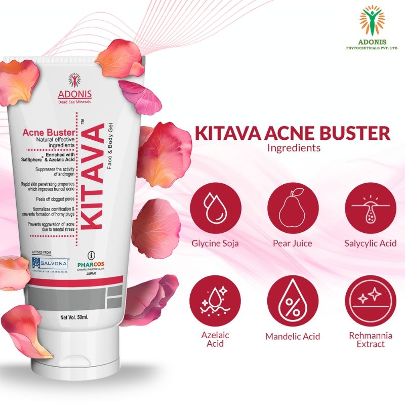 Adonis Unisex Kitava Gel Acne treatment gel with Tea Tree & Aloe Vera for Acne Control & Clear Skin
