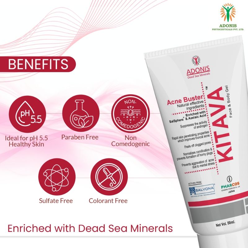 Adonis Unisex Kitava Gel Acne treatment gel with Tea Tree & Aloe Vera for Acne Control & Clear Skin