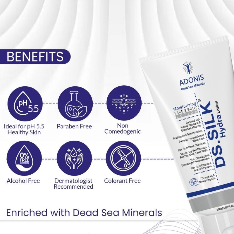 Adonis Unisex Ds Silk Hydra Lotion Moisturizer With Ceramides & Hyaluronic Acid For Soft Skin