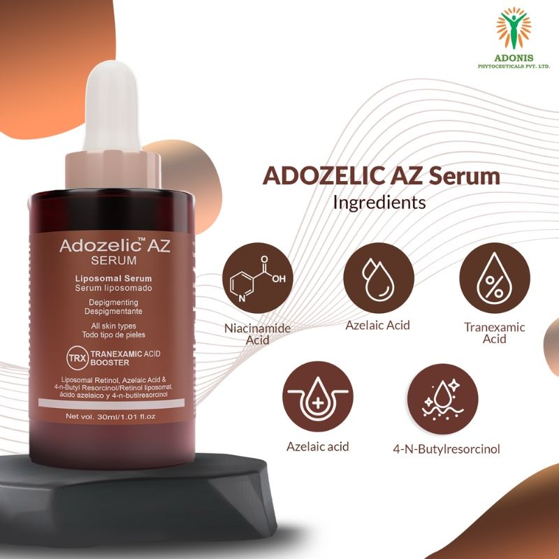 Adonis Unisex Adozelic AZ Face Serum with Azelaic Acid & Niacinamide for Pigmentation & Even Tone