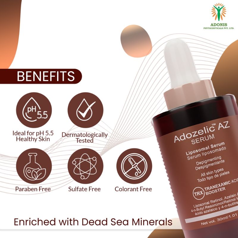 Adonis Unisex Adozelic AZ Face Serum with Azelaic Acid & Niacinamide for Pigmentation & Even Tone