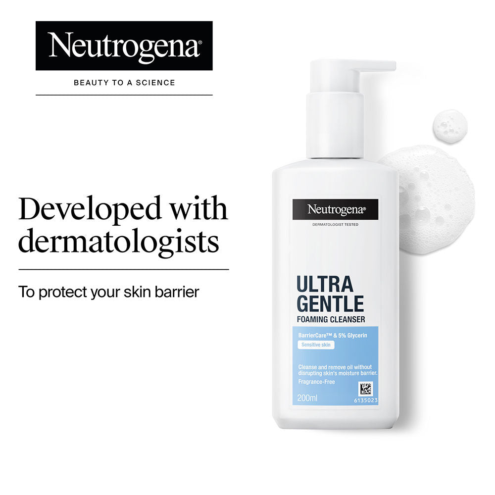 Neutrogena Ultra Gentle Foaming Face Cleanser Protect Skin Moisture - For Oily & Sensitive Skin