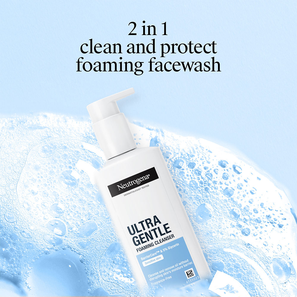Neutrogena Ultra Gentle Foaming Face Cleanser Protect Skin Moisture - For Oily & Sensitive Skin
