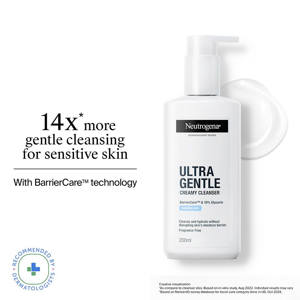 Neutrogena Ultra Gentle Creamy Face Cleanser Moisturizing Face Wash for Dry, Oily, Sensitive Skin