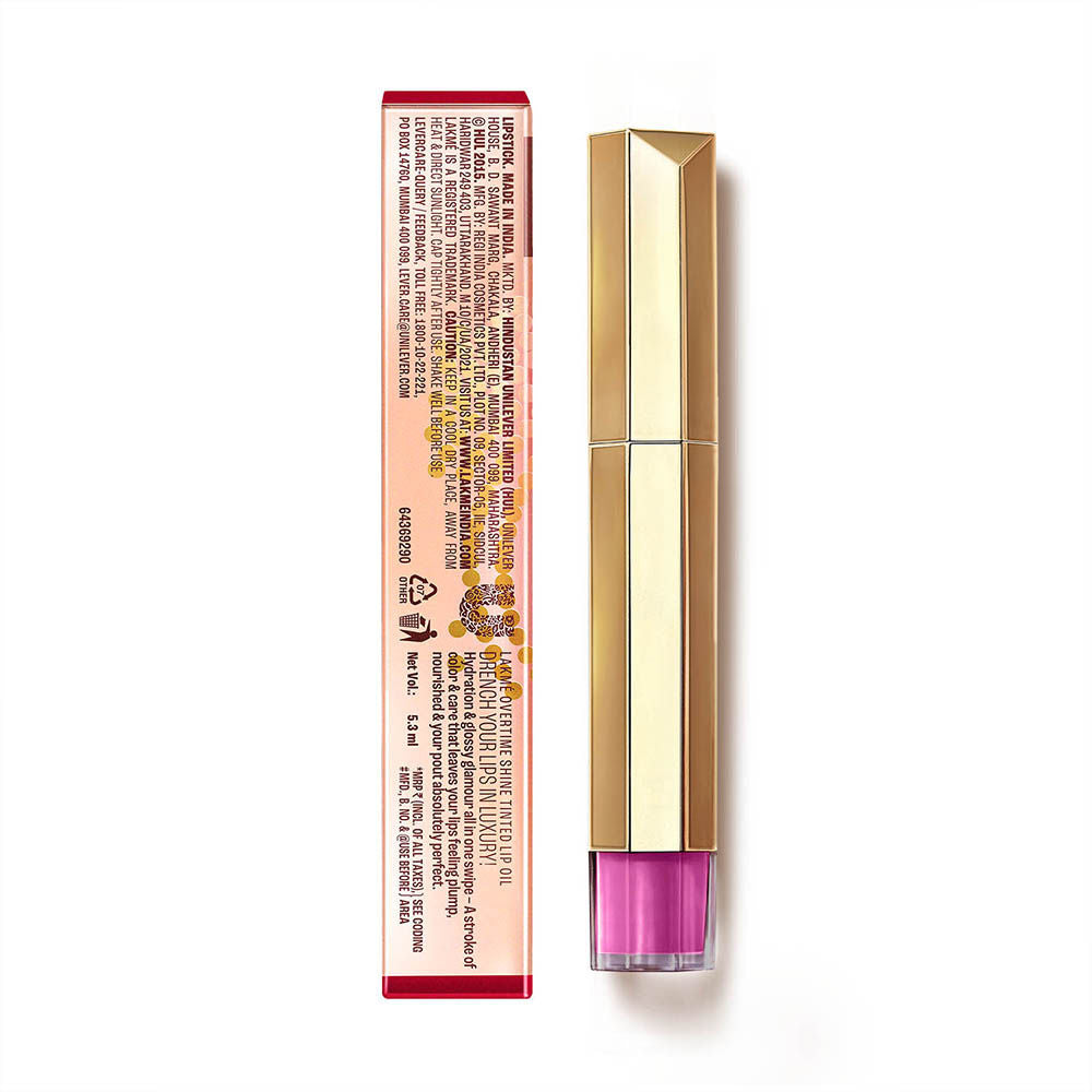 Lakme 9to5 Overtime Shine Hydrating Tinted Lip Gloss Oil with Hyaluronic Acid