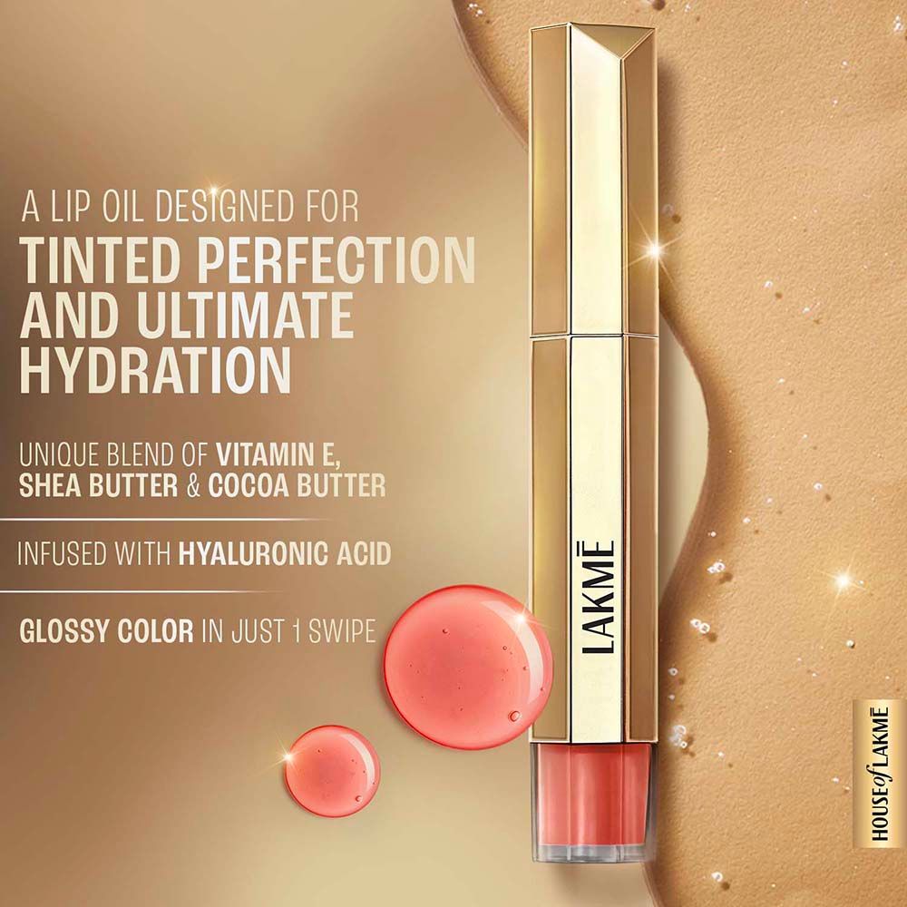 Lakme 9to5 Overtime Shine Hydrating Tinted Lip Gloss Oil with Hyaluronic Acid