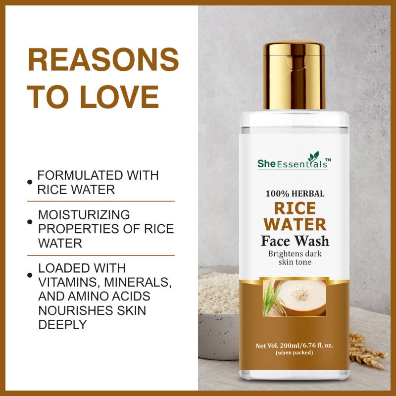 She Essentials Rice Water Face Wash Removes Excess Oils & Reduce Blemishes Of The Skin