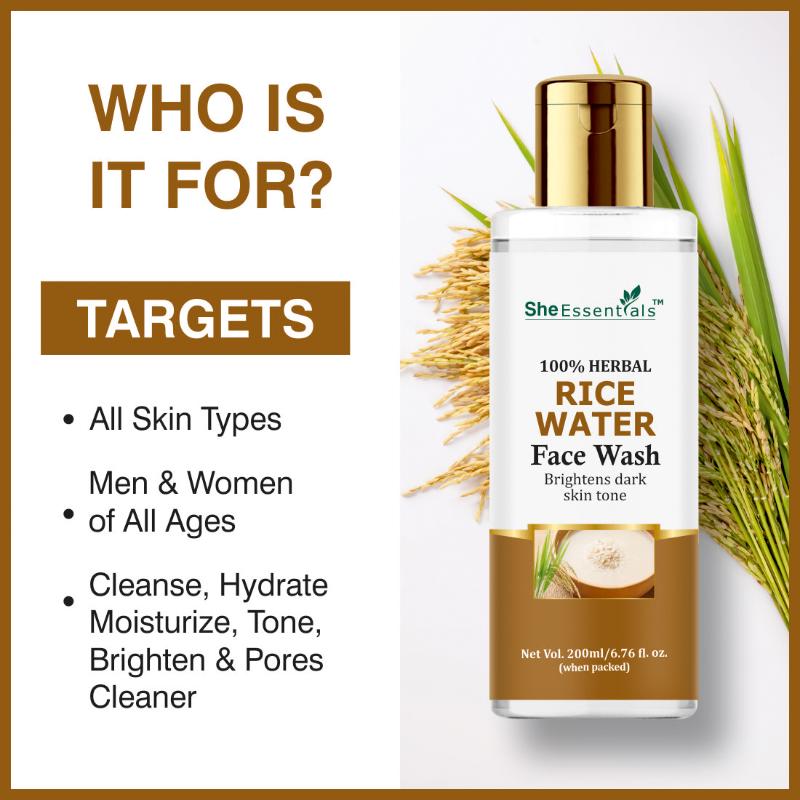 She Essentials Rice Water Face Wash Removes Excess Oils & Reduce Blemishes Of The Skin