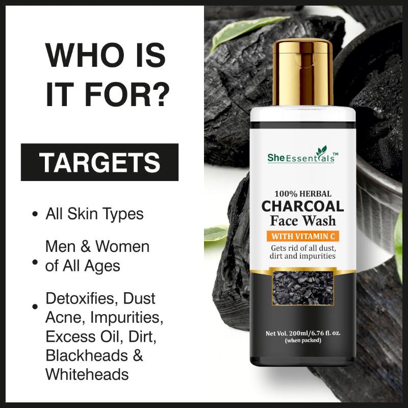 She Essentials Charcoal Face Wash With Activated Charcoal For Oil Control
