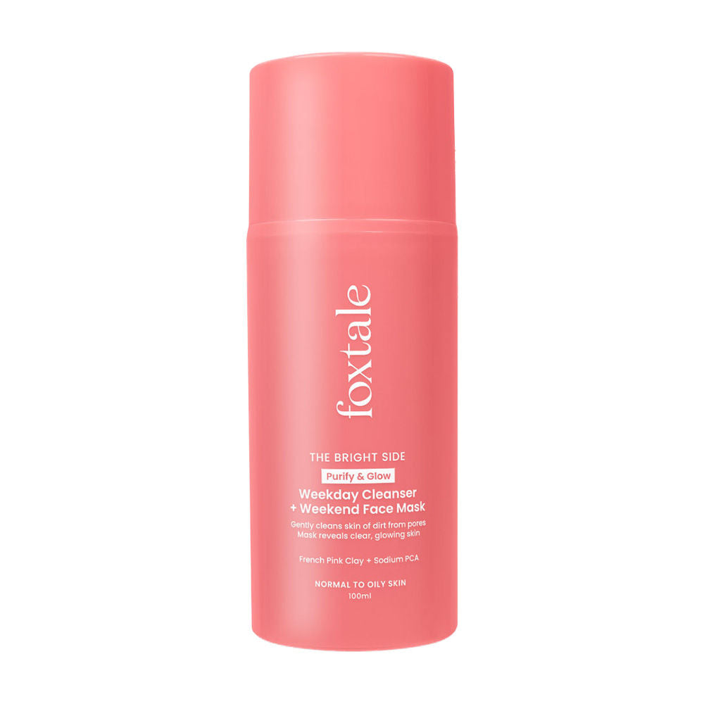 Foxtale Purify & Glow Cleanser + Mask With French Pink Clay & Sodium