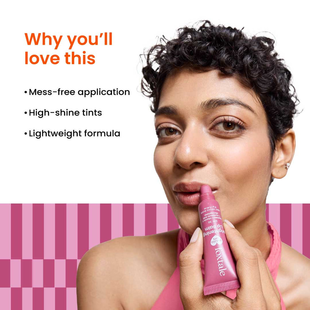 Foxtale Brightening Lip Balm with Peptides, Vitamin C & Hyaluronic Acid for Dry Lips & Pigmentation