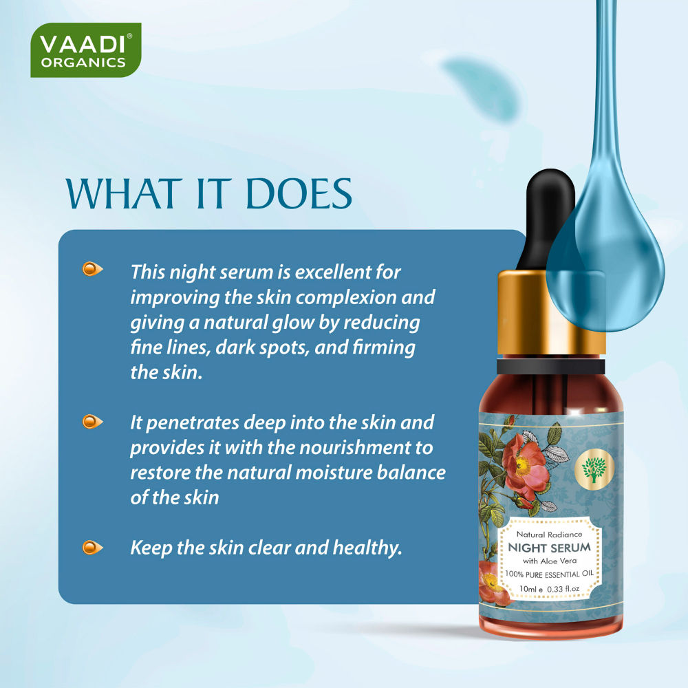 Vaadi Herbals Natural Radiance Night Serum With Aloe Vera 100% Pure Essential Oil