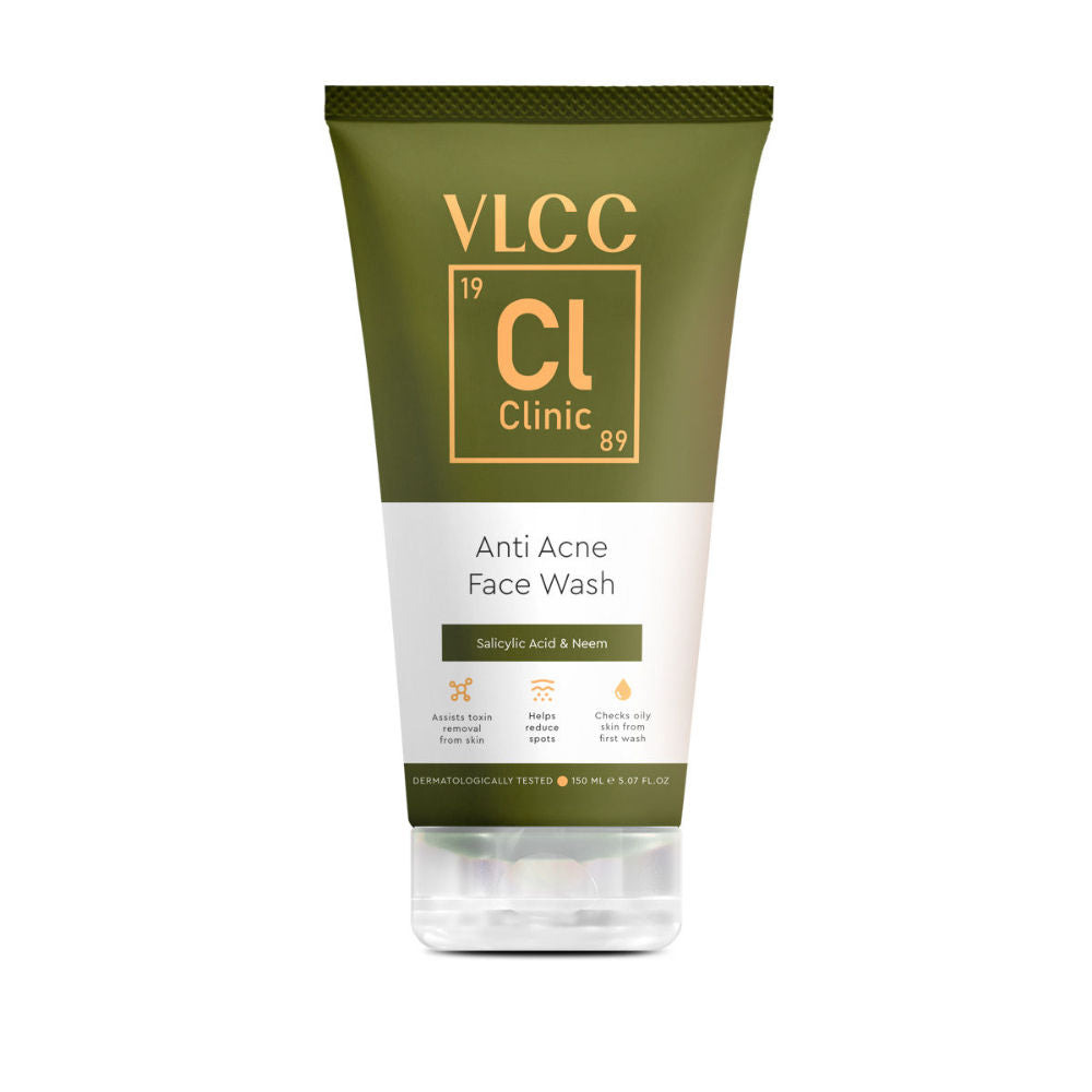 VLCC Clinic Anti Acne Face Wash With Salicylic Acid & Neem, Helps Reduce Spots & Checks Oil On Skin