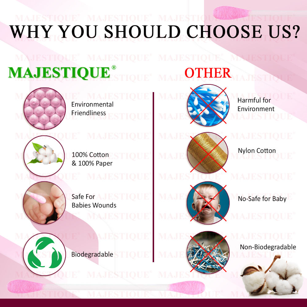 Majestique Rosy Tip Eco Cotton Swabs