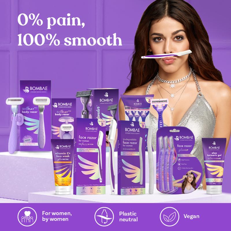 Bombae Reusable & Painless Face & Eyebrow Razor For Instant Glowing Skin & Hair Removal-Pack Of 1
