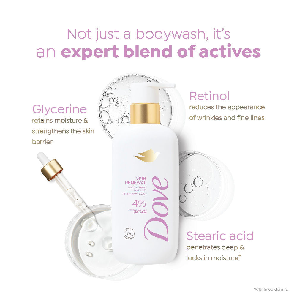 Dove 4% Restoring Serum With Retinol Skin Renewal Bodywash