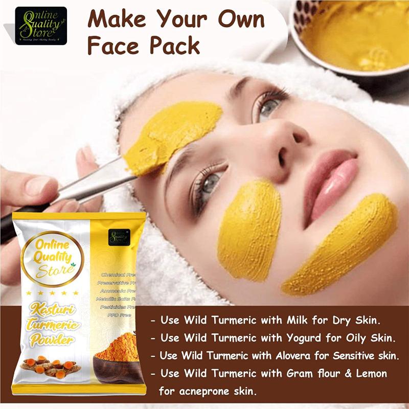 Online Quality Store Tulsi Powder & Kasturi Turmeric Powder Anti Acne Face Pack