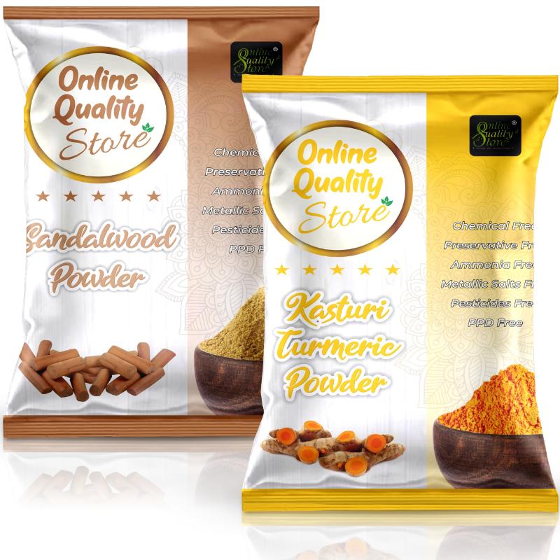 Online Quality Store Kasturi Turmeric Powder, Sandalwood Powder & Mulethi Powder for Hair & Skin