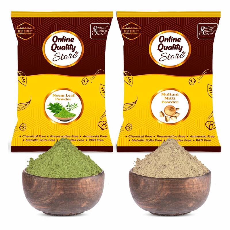 Online Quality Store Pure Multani Mitti Powder & Neem Powder For Hair & Skin