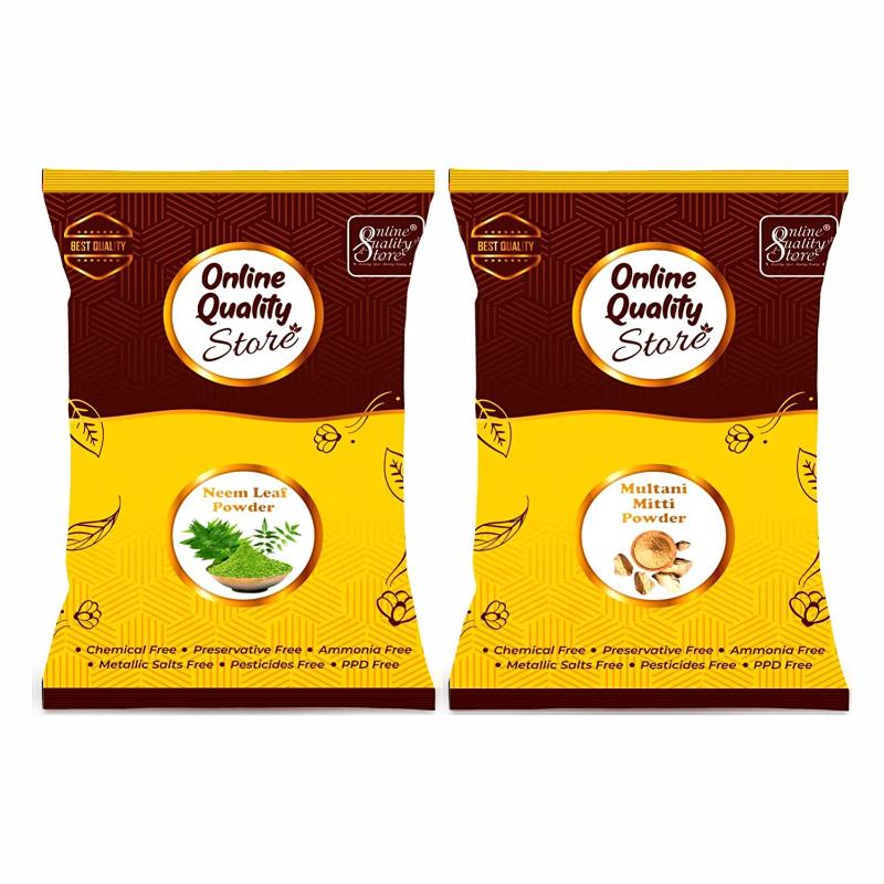 Online Quality Store Pure Multani Mitti Powder & Neem Powder For Hair & Skin
