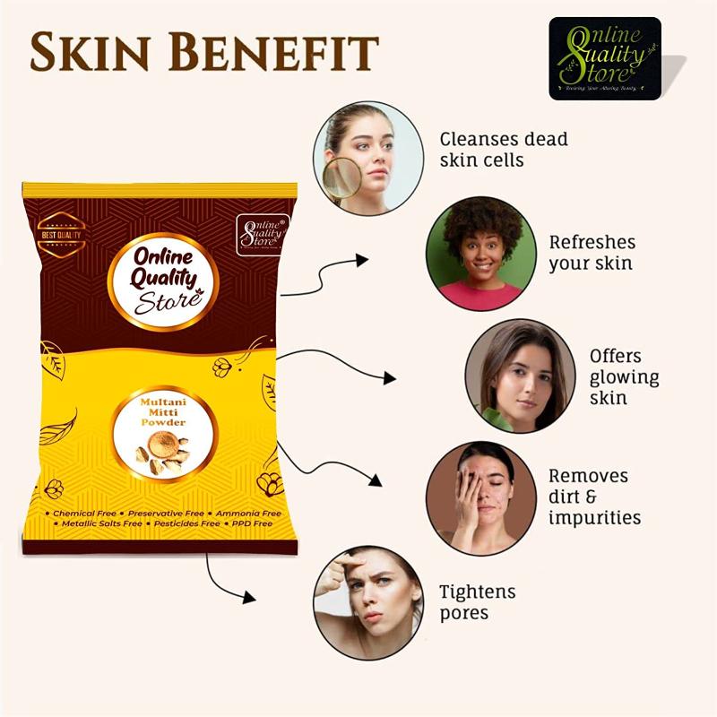Online Quality Store Pure Multani Mitti Powder & Neem Powder For Hair & Skin