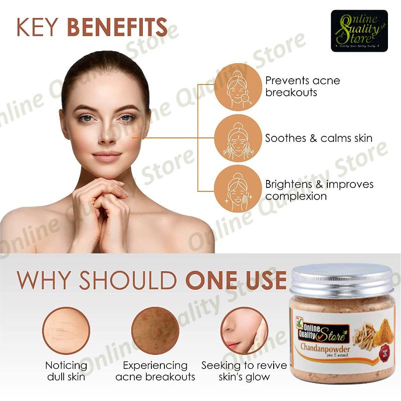 Online Quality Store Chandan Powder + Rose Powder + Multani Mitti Powder For Skin