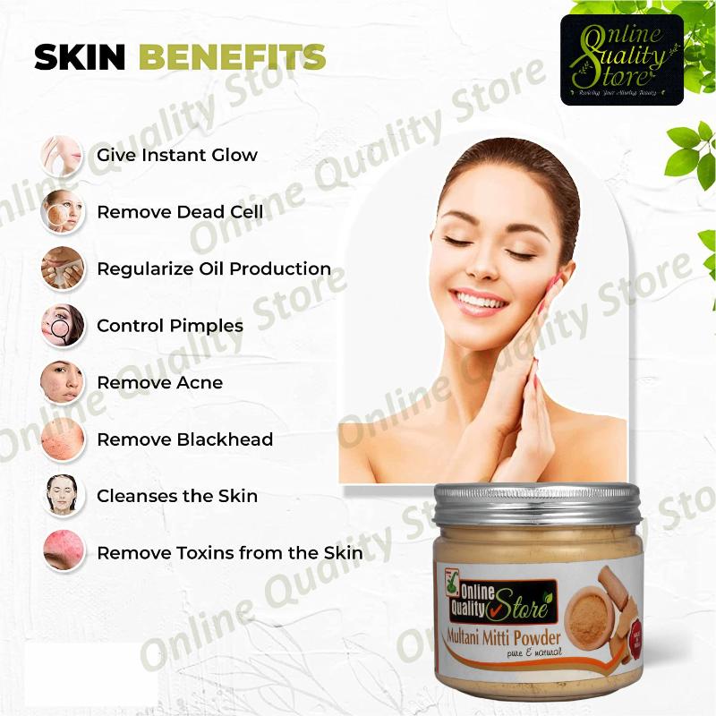 Online Quality Store Chandan Powder + Rose Powder + Multani Mitti Powder For Skin