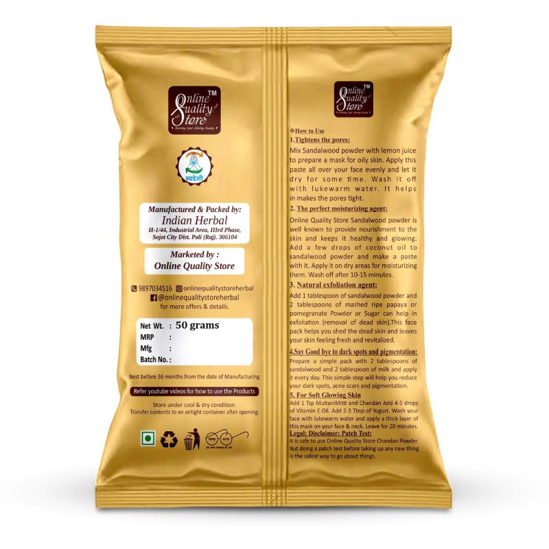 Online Quality Store Chandan Powder + Orange Peel Powder + Multani Mitti Powder For Skin