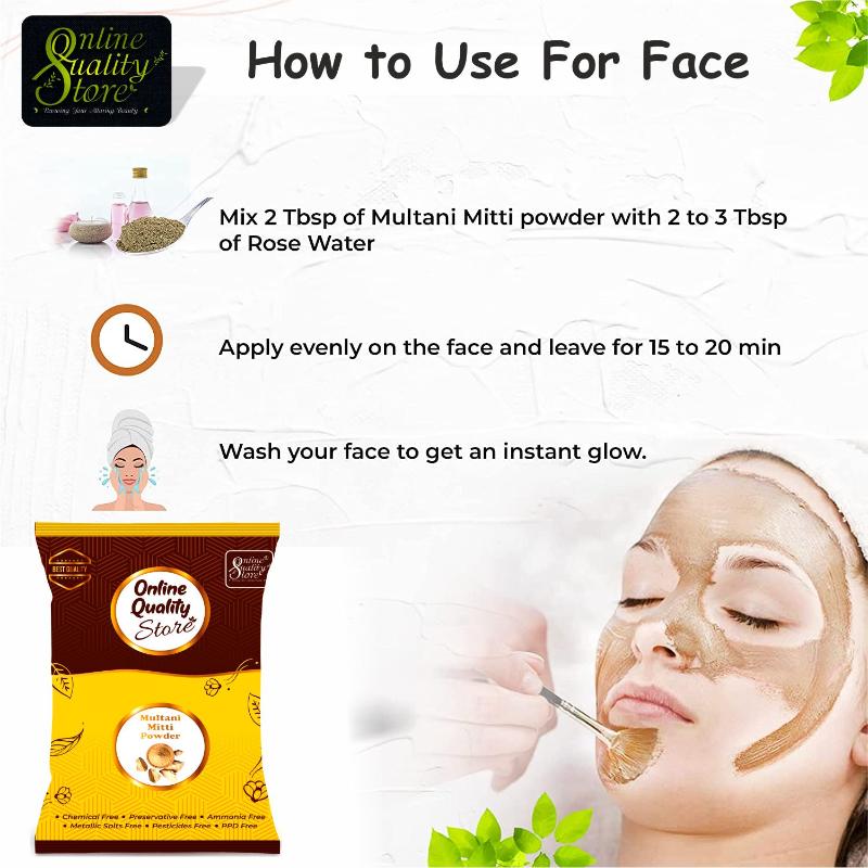 Online Quality Store Chandan Powder + Orange Peel Powder + Multani Mitti Powder For Skin