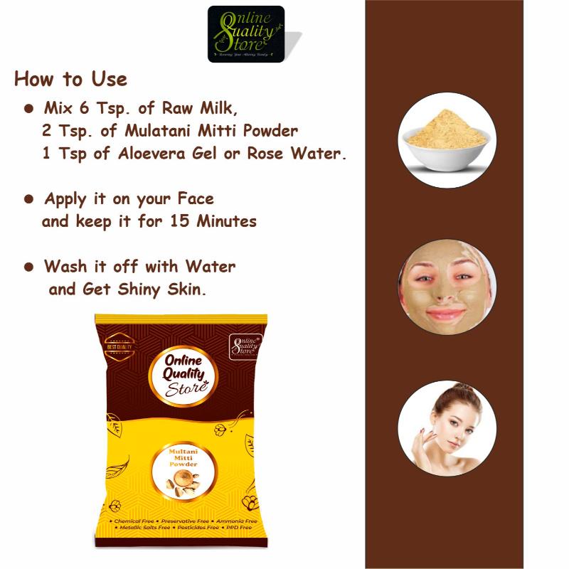 Online Quality Store Chandan Powder + Orange Peel Powder + Multani Mitti Powder For Skin