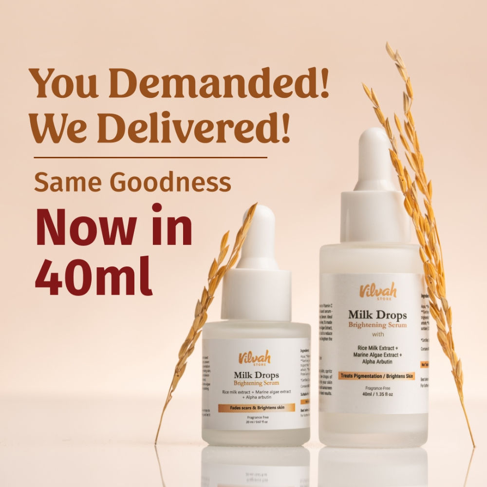 Vilvah Milk Drops Brightening Serum For Hydrated Skin, Dark Spot Care & Hyperpigmentation