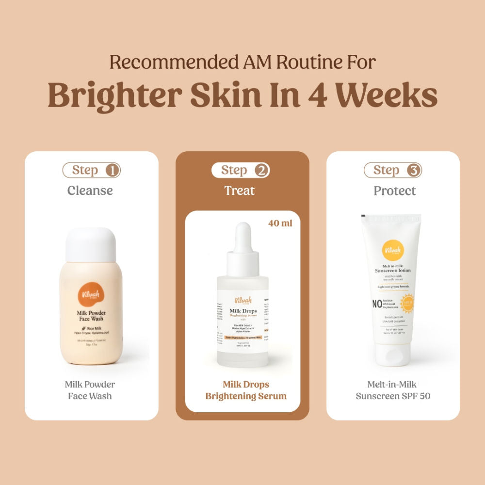 Vilvah Milk Drops Brightening Serum For Hydrated Skin, Dark Spot Care & Hyperpigmentation
