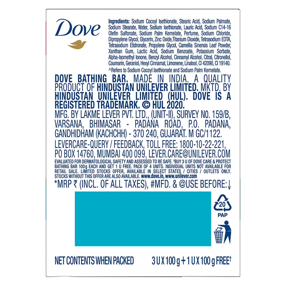 Dove Care & Protect Moisturising Cream Beauty Bathing Bar (Buy 3 Get 1 Free)