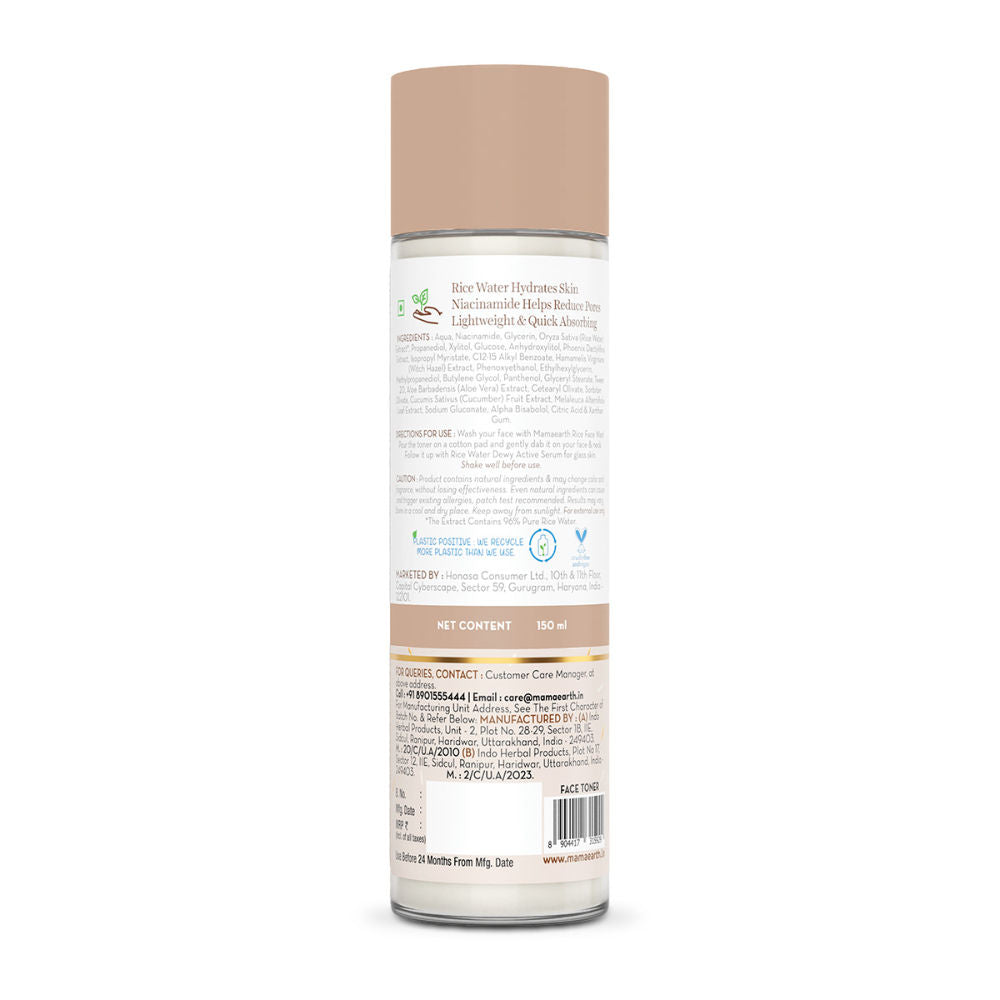Mamaearth Rice Water Dewy Face Toner with 4% Niacinamide for Glass Skin and All Skin Types