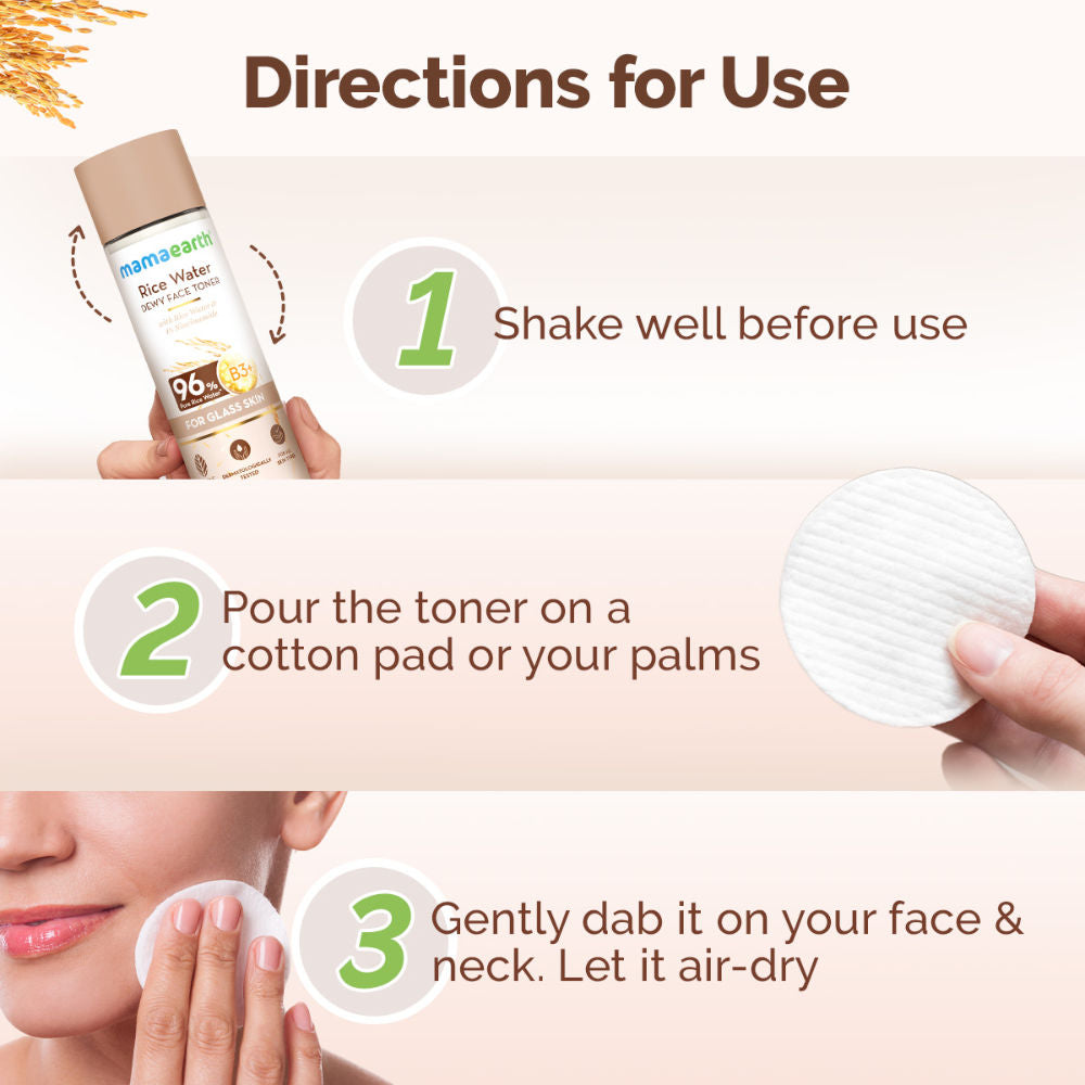 Mamaearth Rice Water Dewy Face Toner with 4% Niacinamide for Glass Skin and All Skin Types