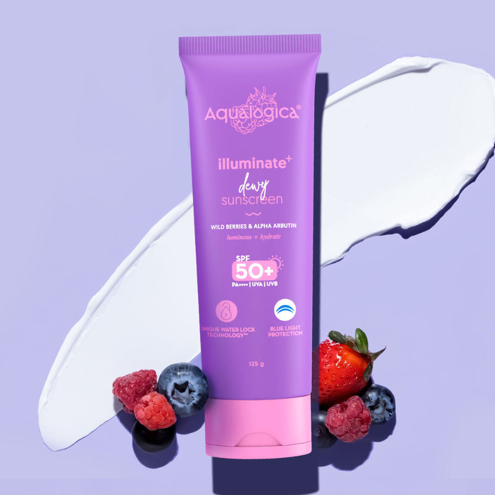Aqualogica Illuminate+ Dewy Lightweight Sunscreen Gel SPF 50+ PA++++ for All Skin Types