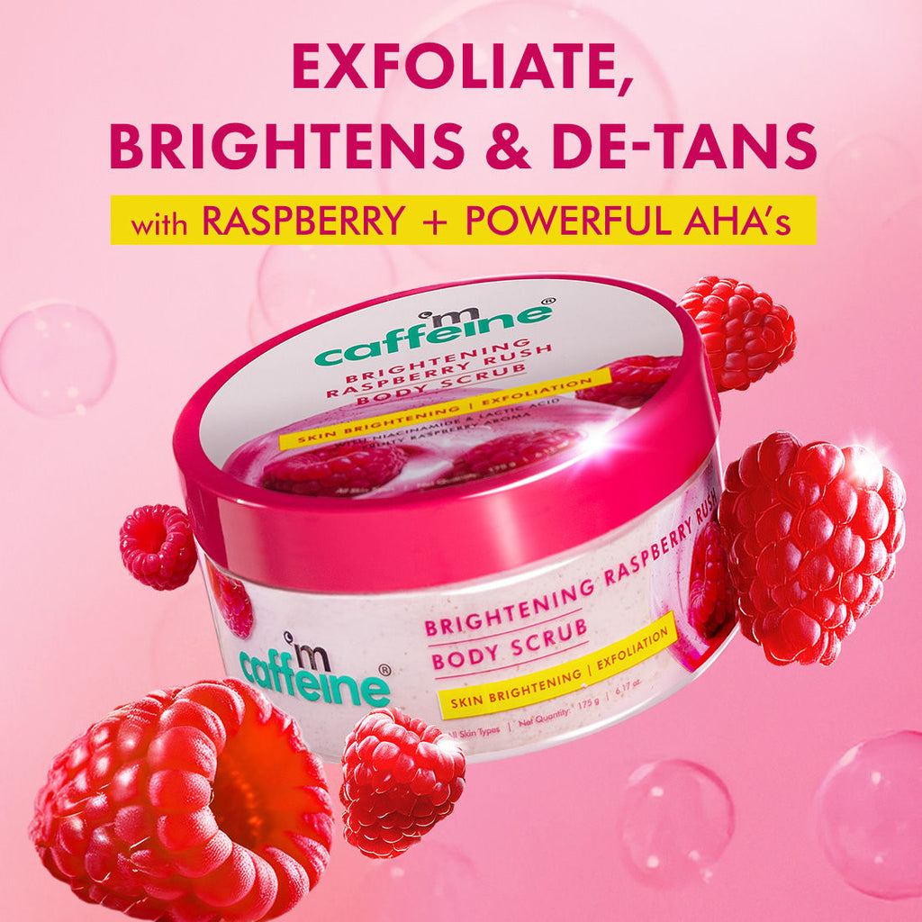 Mcaffeine Brightening Raspberry Rush Body Scrub Removes Tan & Brightens Skin