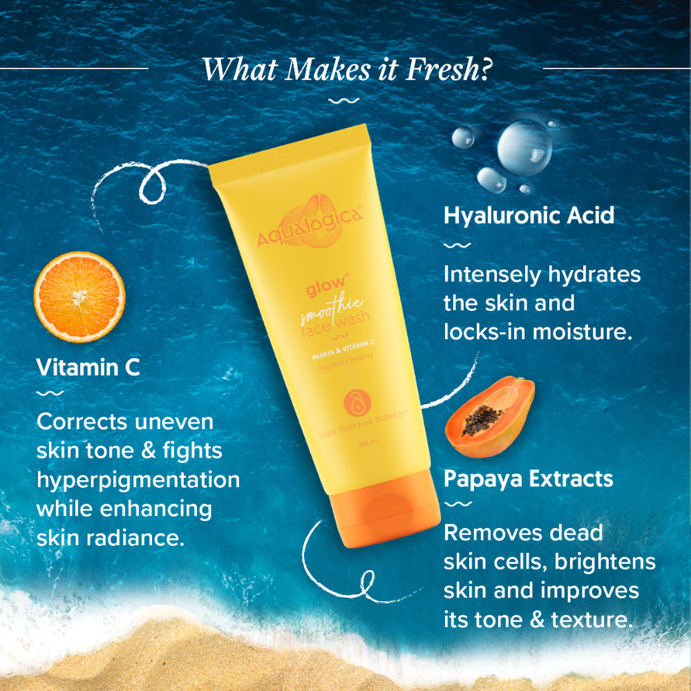Aqualogica Glow+ Smoothie Face Wash with Papaya & Vitamin C , Hydrates & Gently Cleanses