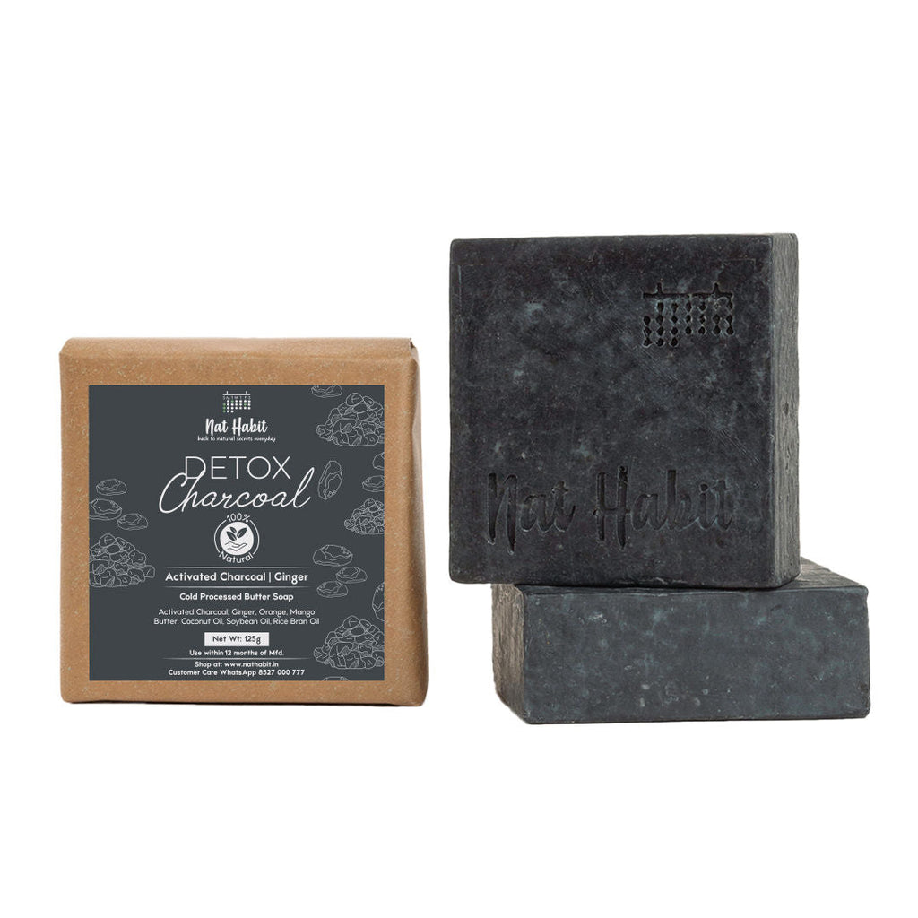 Nat Habit Cold Process Charcoal Detox Butter Bath Soap-Detoxification, De-Tan & Blackhead Handmade