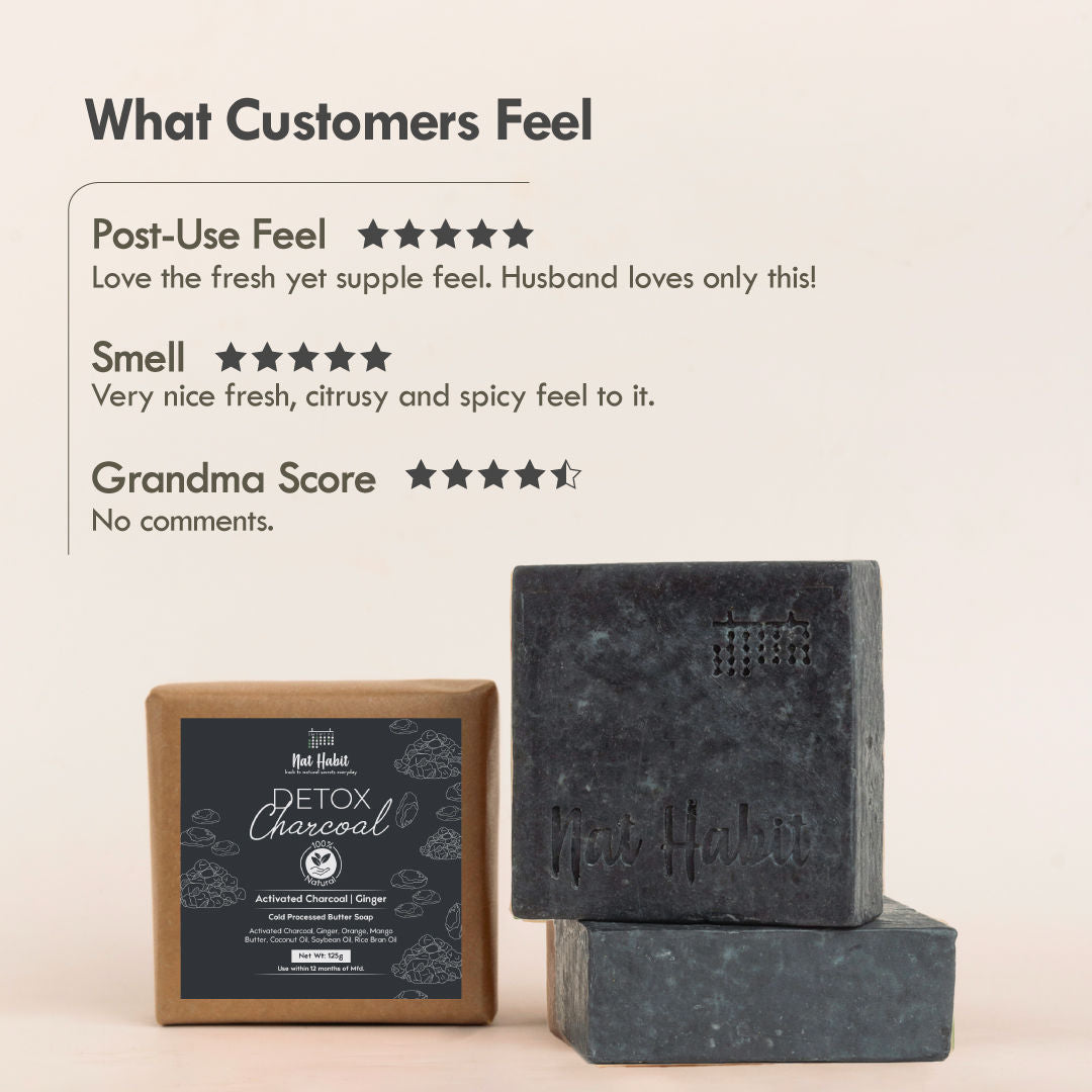 Nat Habit Cold Process Charcoal Detox Butter Bath Soap-Detoxification, De-Tan & Blackhead Handmade