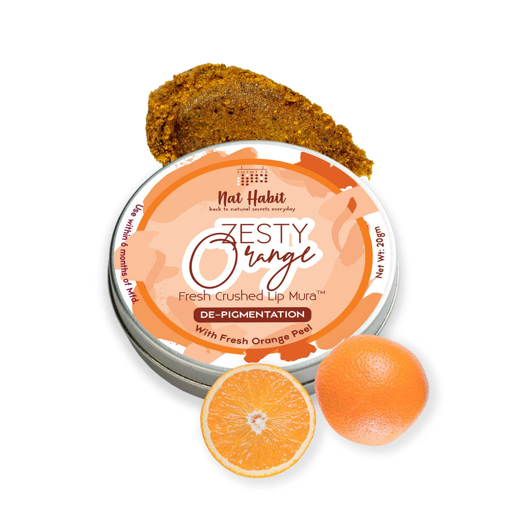 Nat Habit Zesty Orange Lip Scrub for dark lips, Lightening Lip Mask for Pigmentation, Discoloration