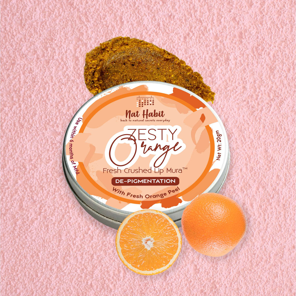 Nat Habit Zesty Orange Lip Scrub for dark lips, Lightening Lip Mask for Pigmentation, Discoloration