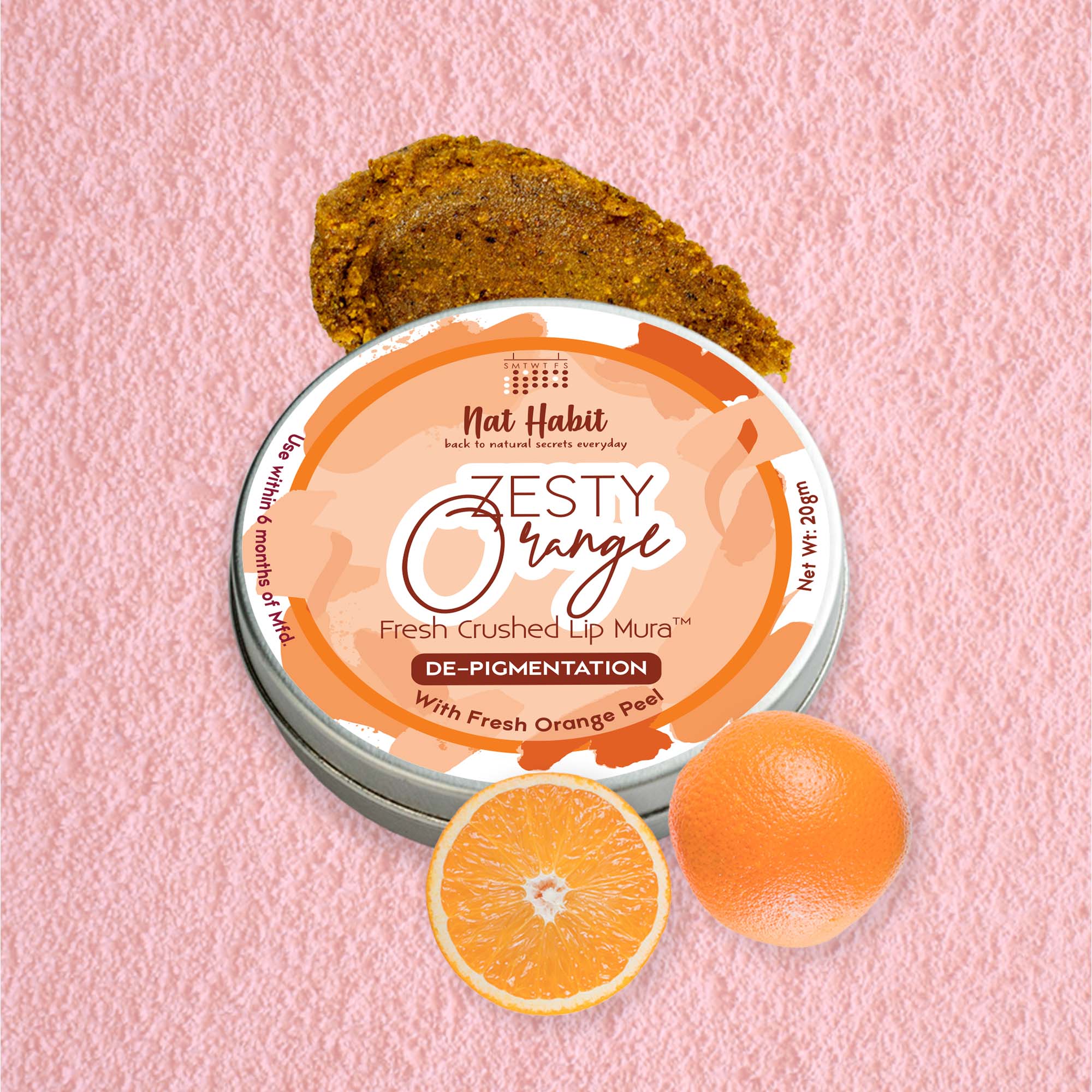 Nat Habit Zesty Orange Lip Scrub for dark lips, Lightening Lip Mask for Pigmentation, Discoloration