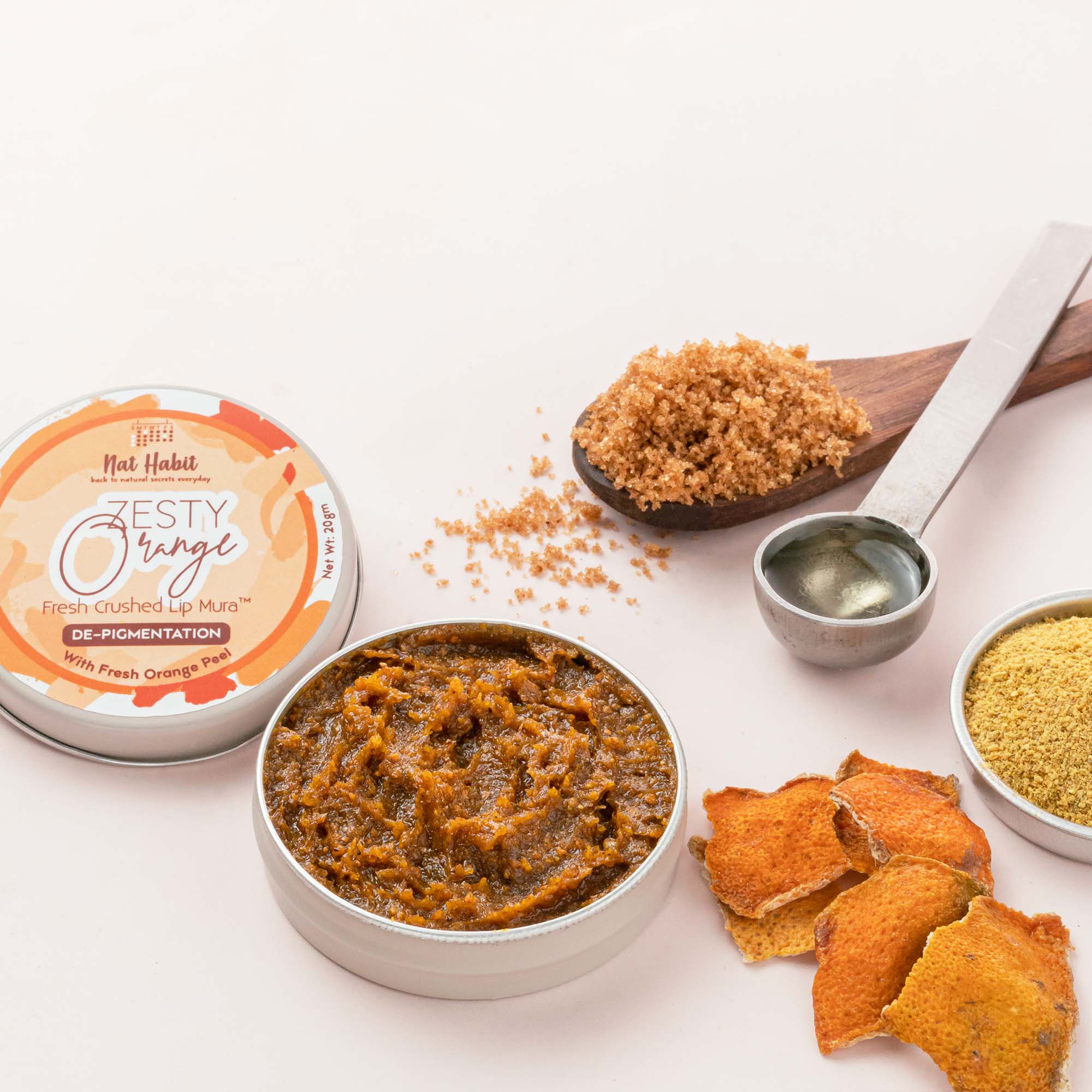 Nat Habit Zesty Orange Lip Scrub for dark lips, Lightening Lip Mask for Pigmentation, Discoloration